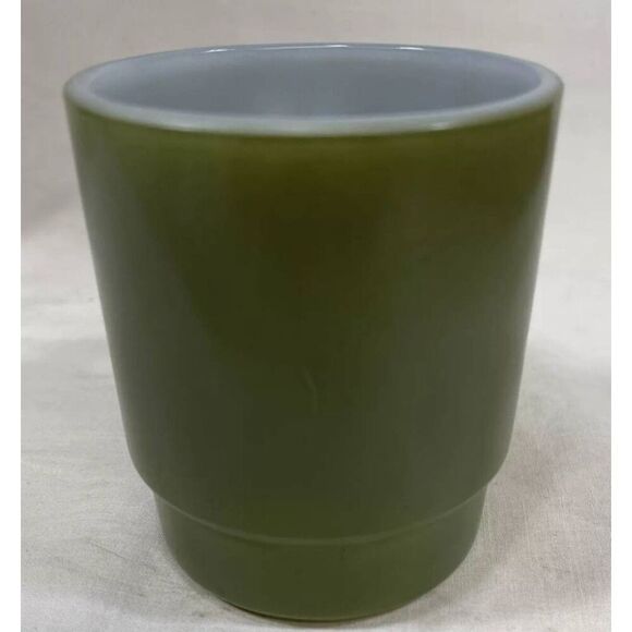 Anchor Hocking Green Fire-King Ware Made in the USA 8 oz. Coffee Tea Cup Mugs Se - Picture 6 of 7